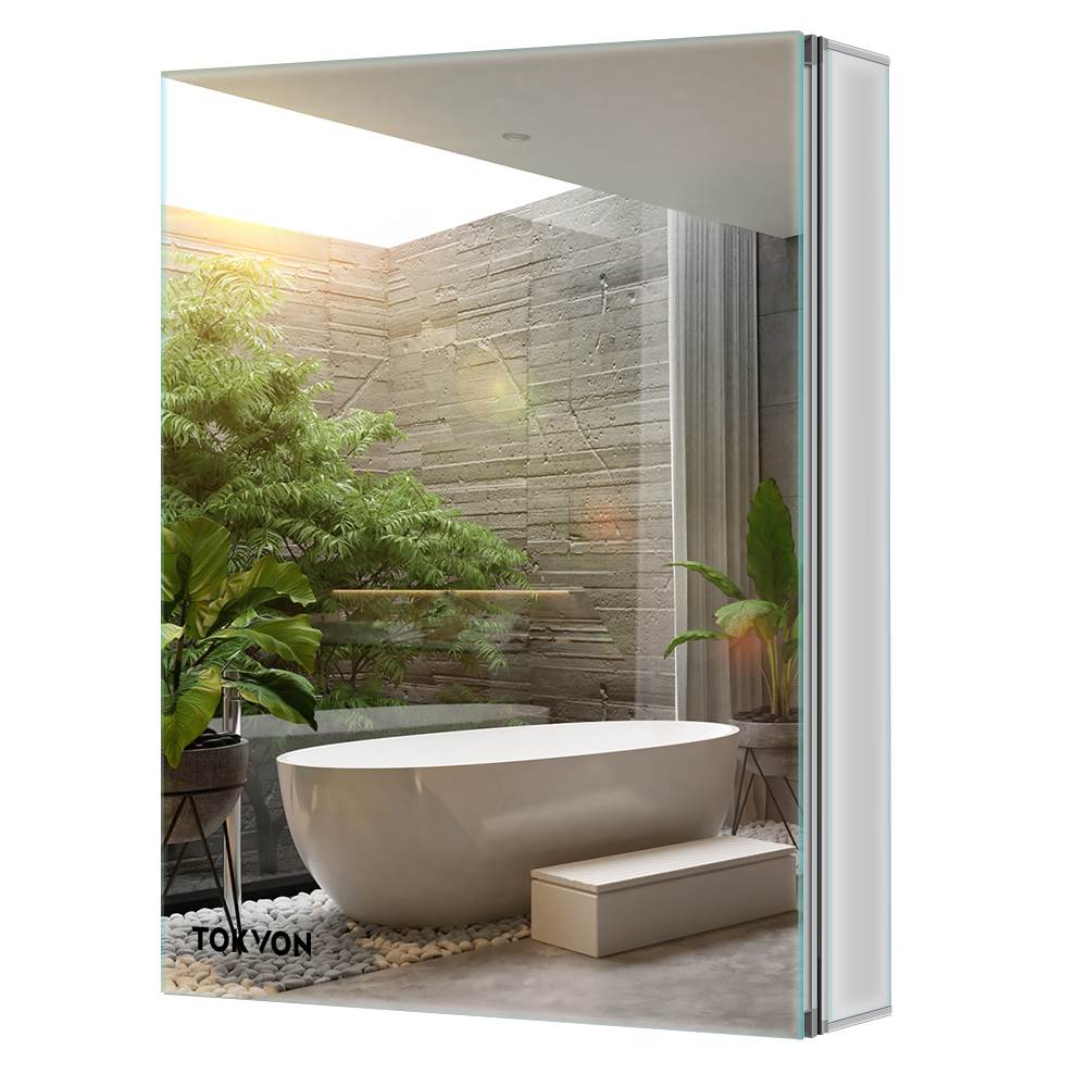 Tokvon Limerence Aluminum Bathroom Mirror Cabinet With Crystal Clear Mirror 500 x 650mm