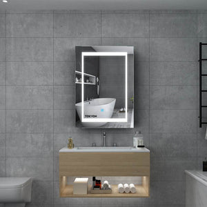 Tokvon Viewfinder Led Illuminated Aluminum Bathroom Mirror Cabinet With Led Dimmer Switch Shaver Socket Demister 500 x 700mm