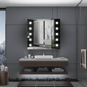 Tokvon Gondola led illuminated bathroom mirror cabinet with led dimmer switch shaver socket demister 650 x 600 mm made of aluminum alloy for makeup shaving