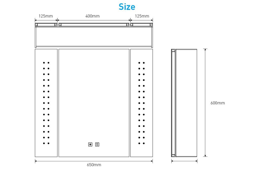 Tokvon Galaxy Led Illuminated Aluminum Bathroom Mirror Cabinet With Led Dimmer Switch Shaver Socket Dot Lights 650 x 600mm