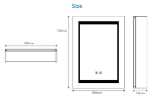 Tokvon Viewfinder Led Illuminated Aluminum Bathroom Mirror Cabinet With Led Dimmer Switch Shaver Socket Demister 500 x 700mm