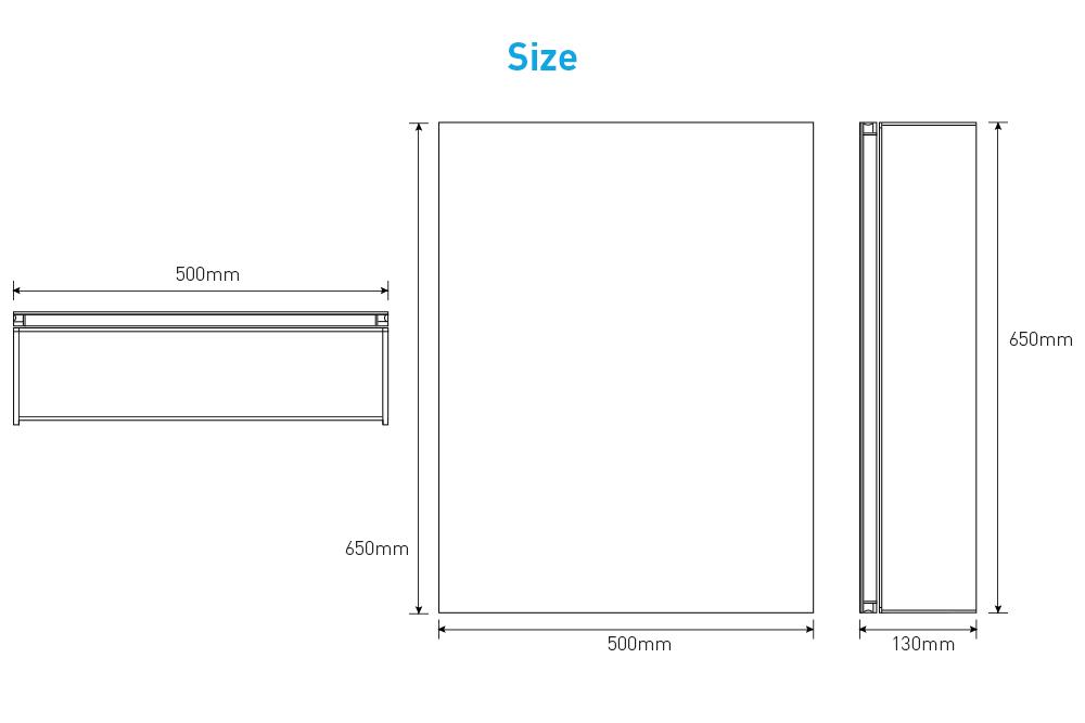 Tokvon Limerence Aluminum Bathroom Mirror Cabinet With Crystal Clear Mirror 500 x 650mm